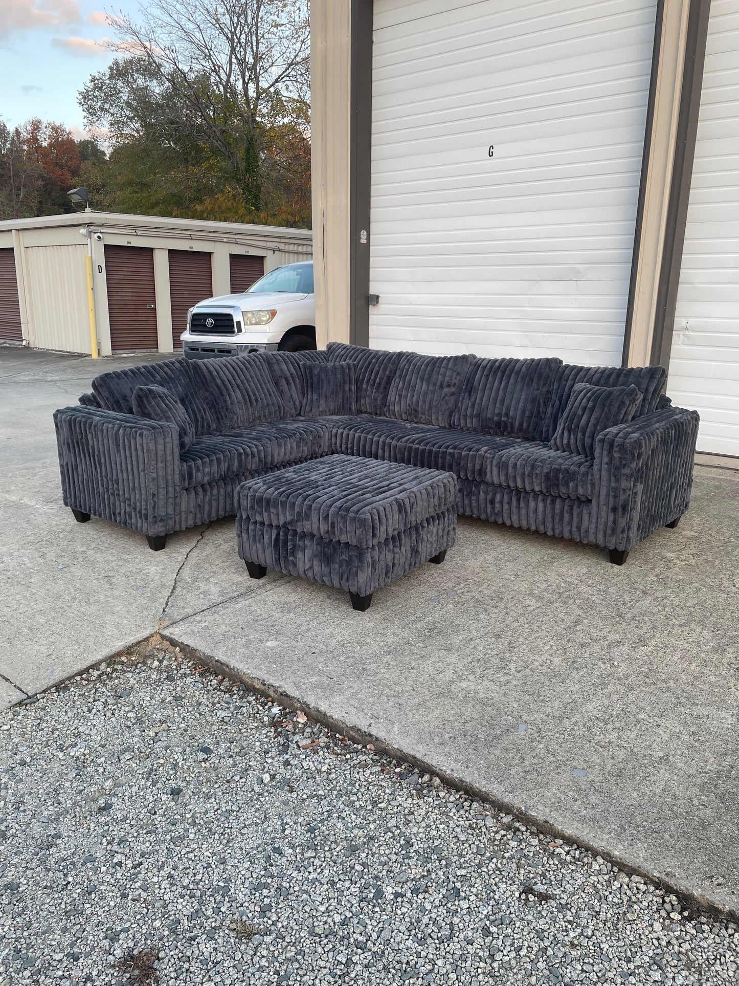 Fluffy Corduroy L-Shaped Sectional with Ottoman 🛋️