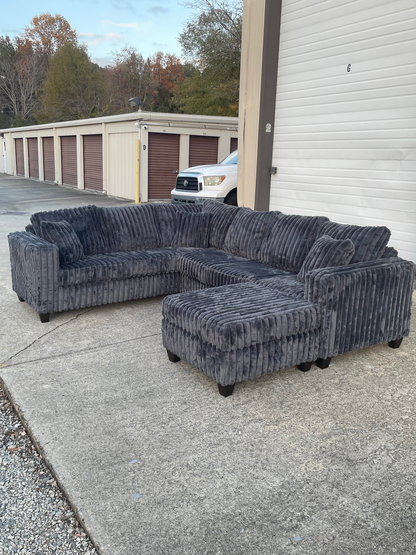 Fluffy Corduroy L-Shaped Sectional with Ottoman 🛋️