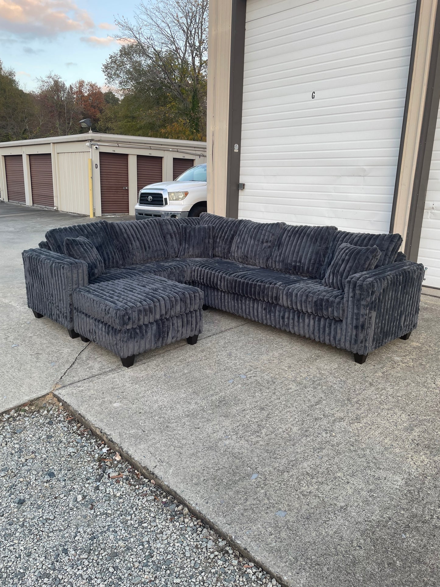 Fluffy Corduroy L-Shaped Sectional with Ottoman 🛋️