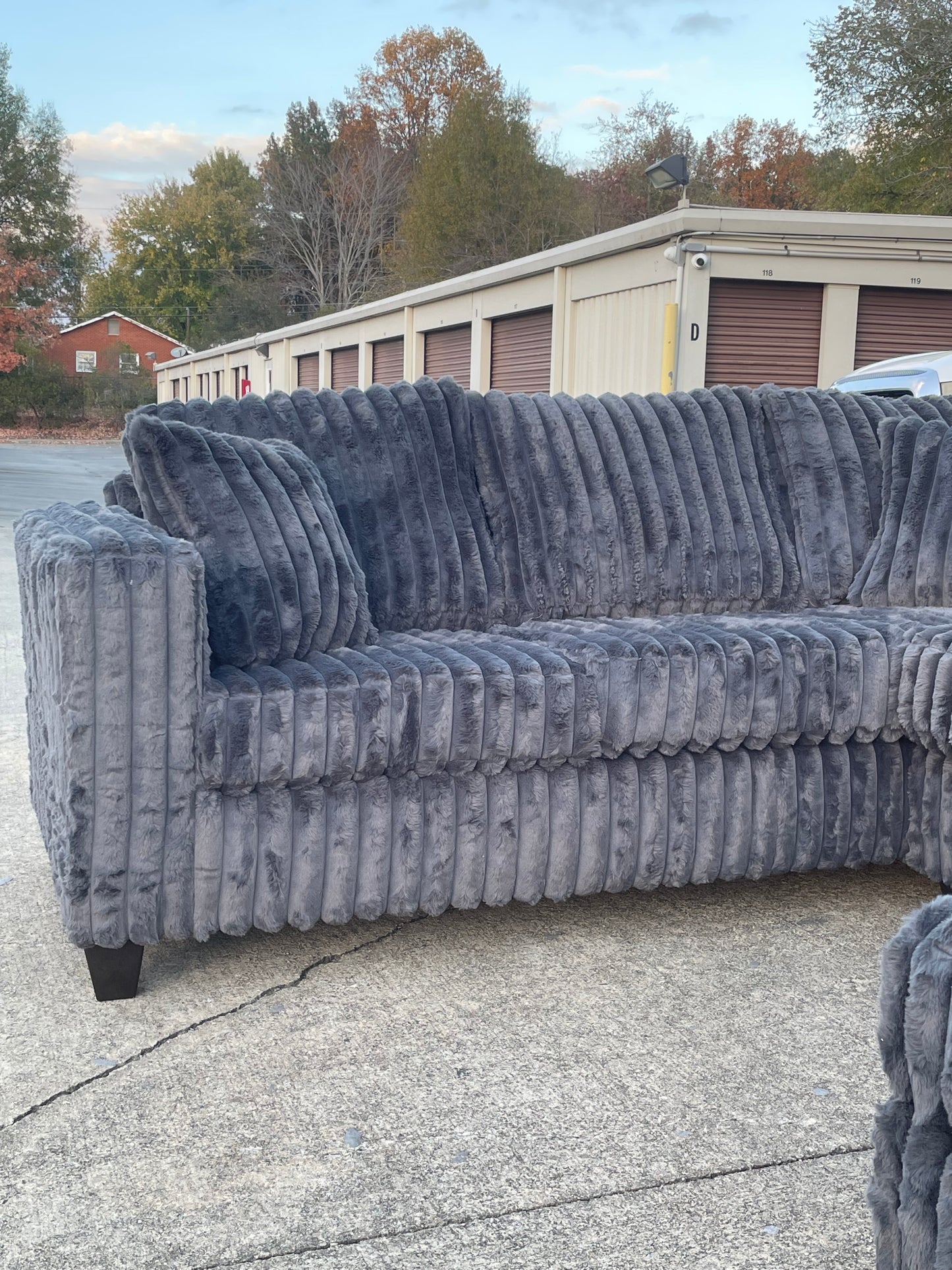 Fluffy Corduroy L-Shaped Sectional with Ottoman 🛋️